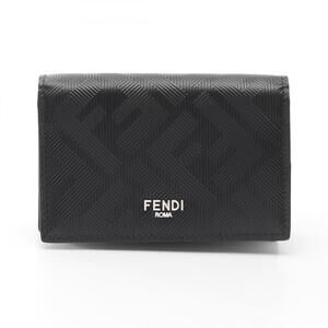 FENDI Black Leather Zucca Card Holder
